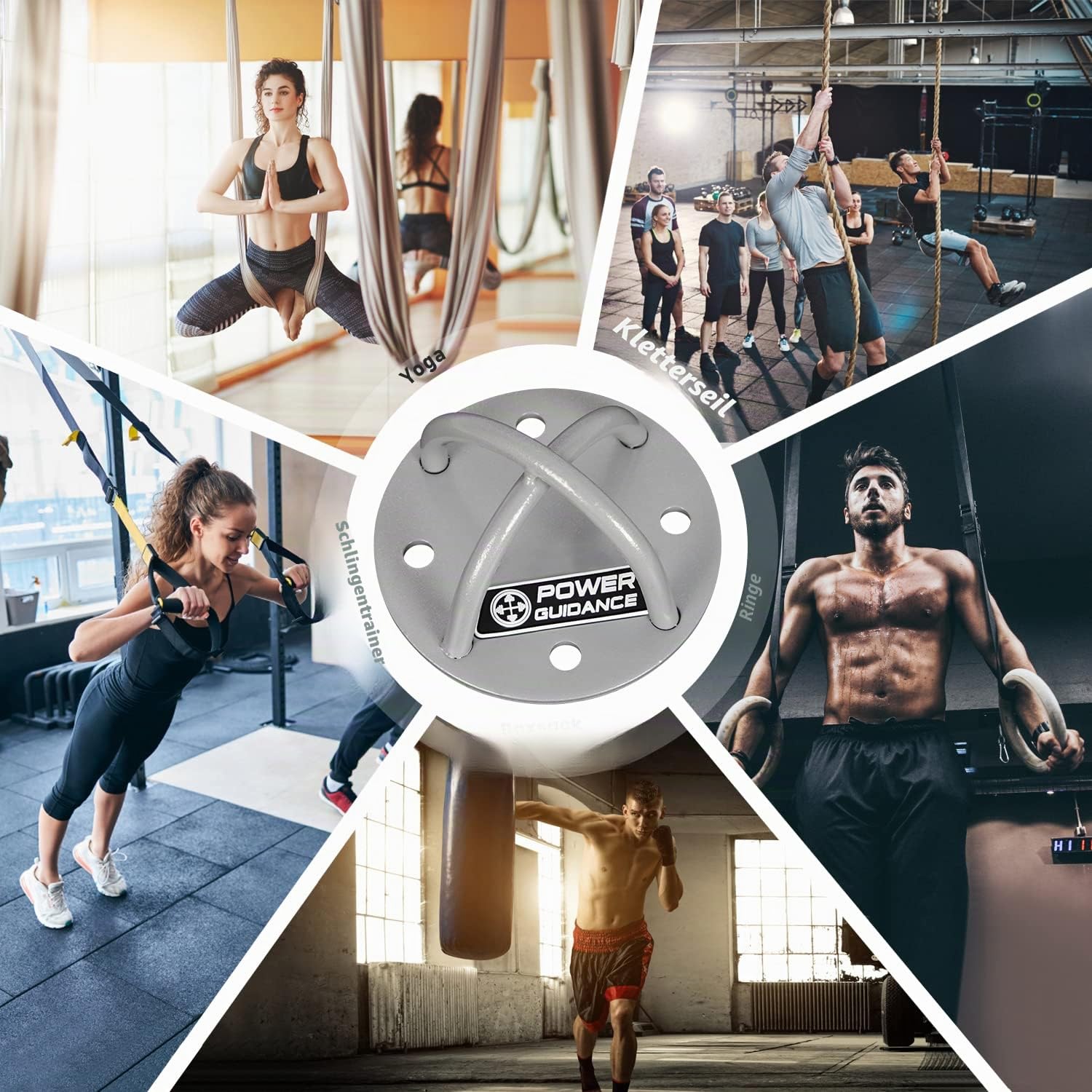 POWER GUIDANCE Hook Wandhaken Deckenanker -Ceiling Anchor Wandhalterung für Aufhängegurte, Gymnastikringe, Yoga Swings & Hängematte, Resistance Band, Battle Rope (1 Stück)