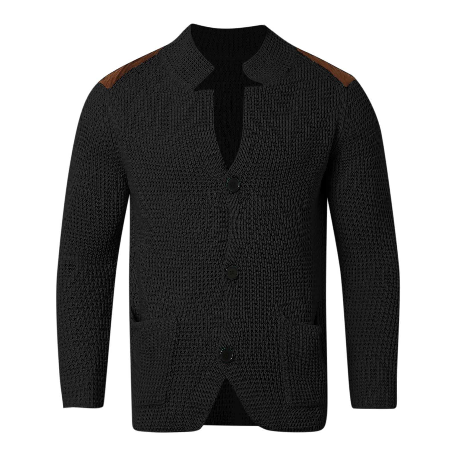 Cardigan Hombre Invierno, Chaqueta De Punto Elegante Hombre Manga Larga Cárdigan De Punto Trenzado Casual Cuello De Chal Abotonado con Bolsillos Chaqueta De Entretiempo De Punto