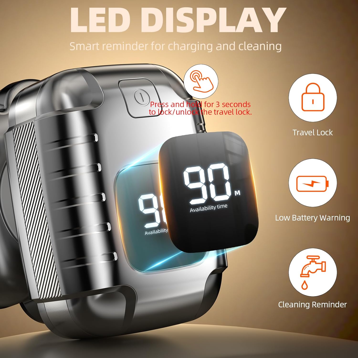 9D Head Shavers for Bald Men, 5 in 1 Detachable Head Shaver with LED Display, IPX7 Waterproof Wet Dry Rechargeable Electric Shavers for Men Grooming Kit for Home & Travel - Image 5