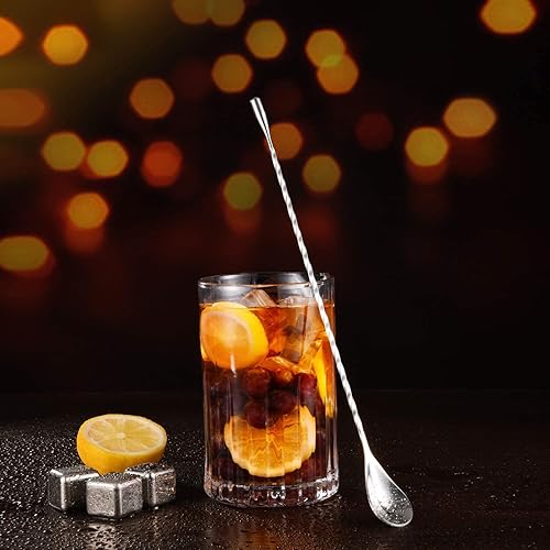 Cuchara de barra de acero inoxidable, cuchara mezcladora para beber, cuchara de cóctel espiral de mango largo para tazas altas, agitadores de cóctel