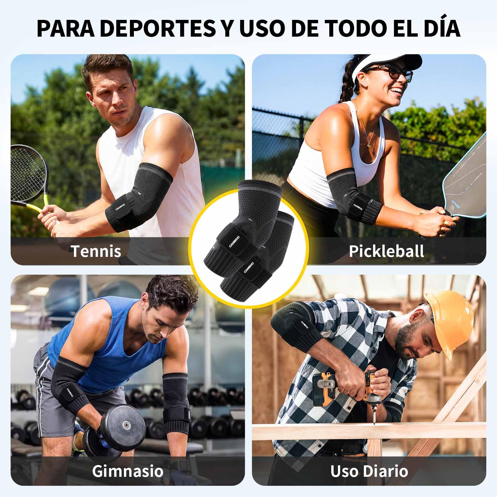 CAMBIVO Codera Epicondilitis con Doble Almohadilla de Gel 5mm – Coderas Tendinitis Ajustable con Compresión y Banda Regulable, Antideslizante para Tenis, Gym y Trabajo