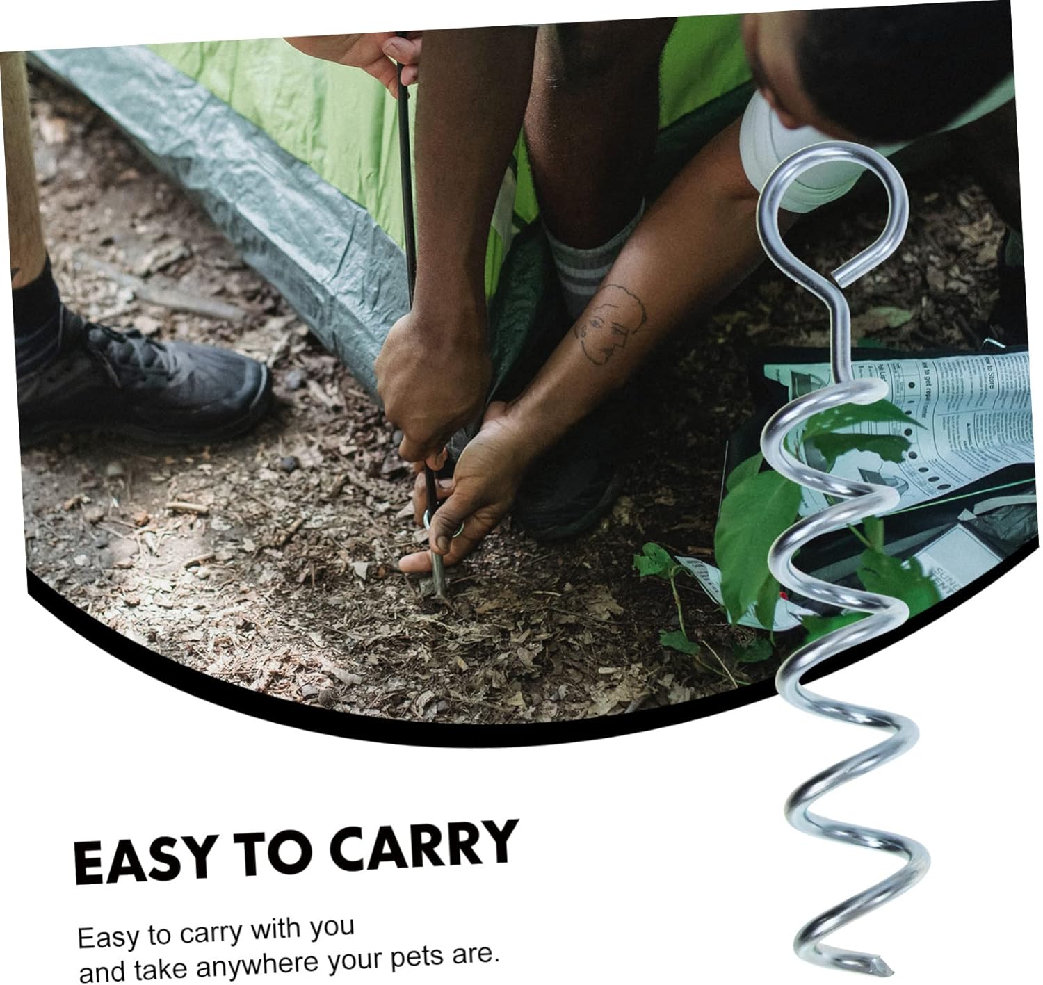 1set Portable Dog Stakes Spiral Ground Anchors for Tents Trampolines Wear-Resistant Easy to Use Anchors Strap for Outdoor Camping Dog Tie-Outs