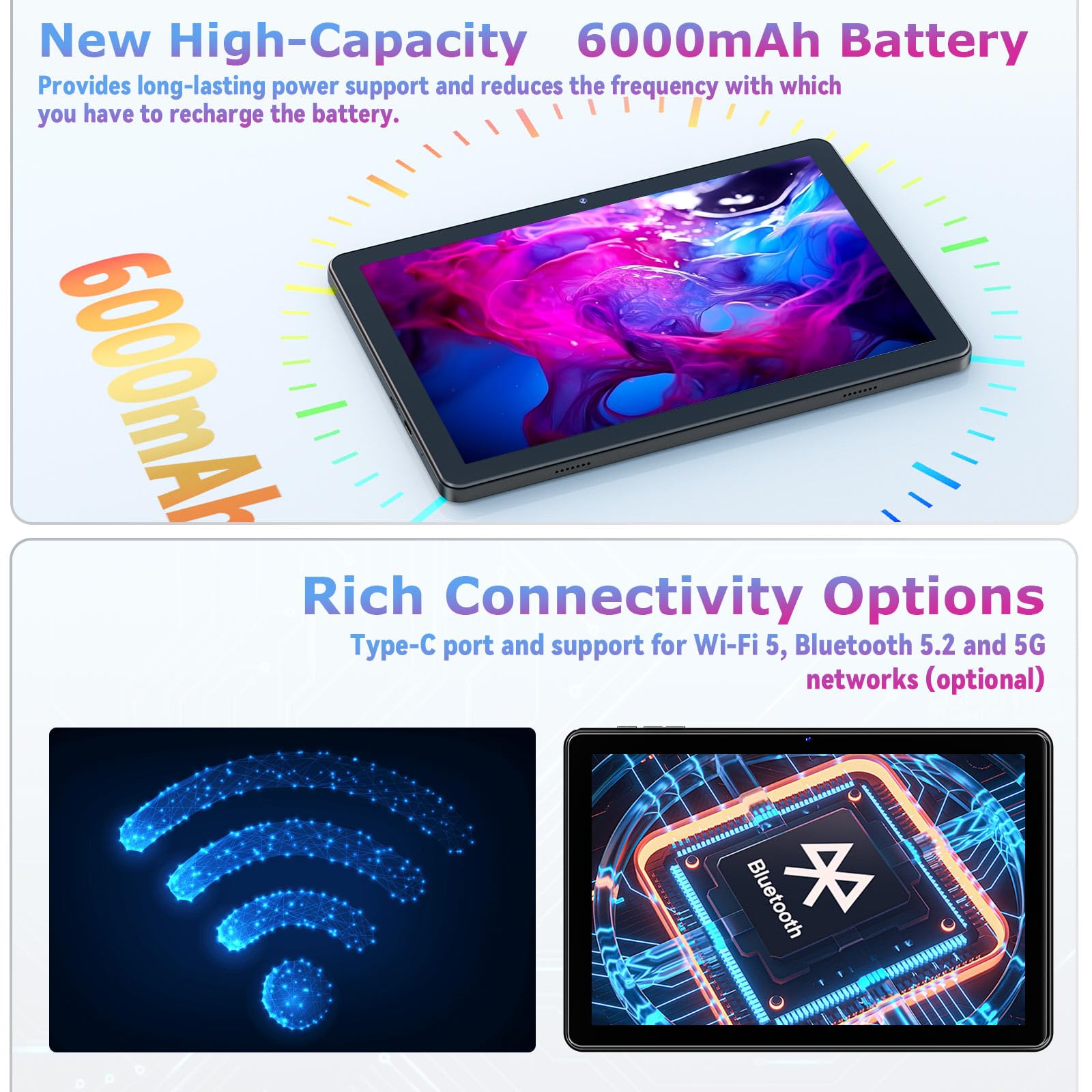 Tablette 10 Pouces avec Étui Tablette Android 15, 18 Go RAM+128 Go ROM (Extensible Jusqu'à 1 to), Compatible Widevine L1/6000 mAh/T30 Octa-Core/Wi-FI 5/Face ID/GSM/Double Caméra 5Mpx+8Mpx