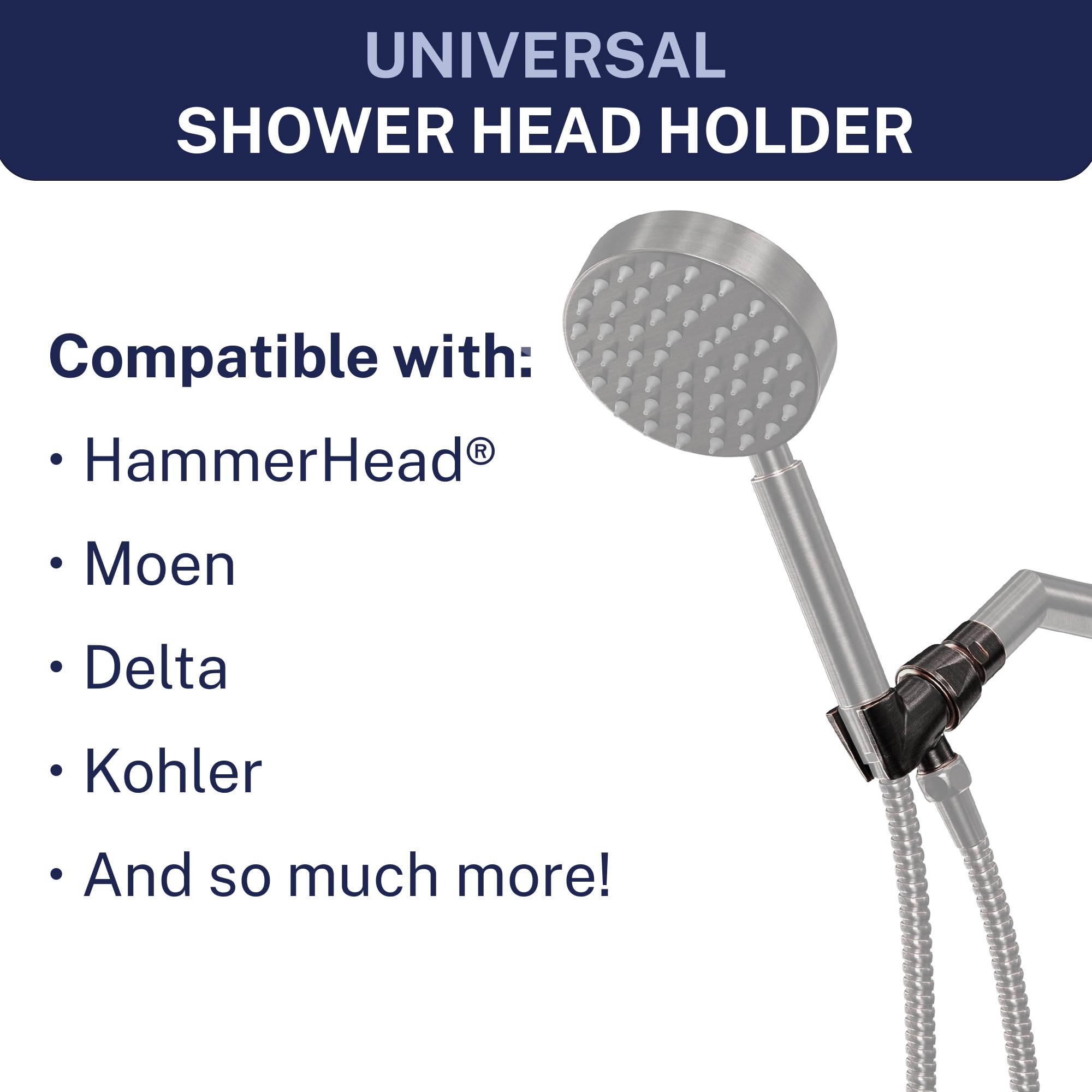 Hammerhead Showers Całkowicie metalowy ręczny uchwyt na głowicę prysznicową, regulowany uchwyt na różdżkę z uniwersalnym uchwytem ściennym i mosiężną kulką obrotową, brąz olejowany
