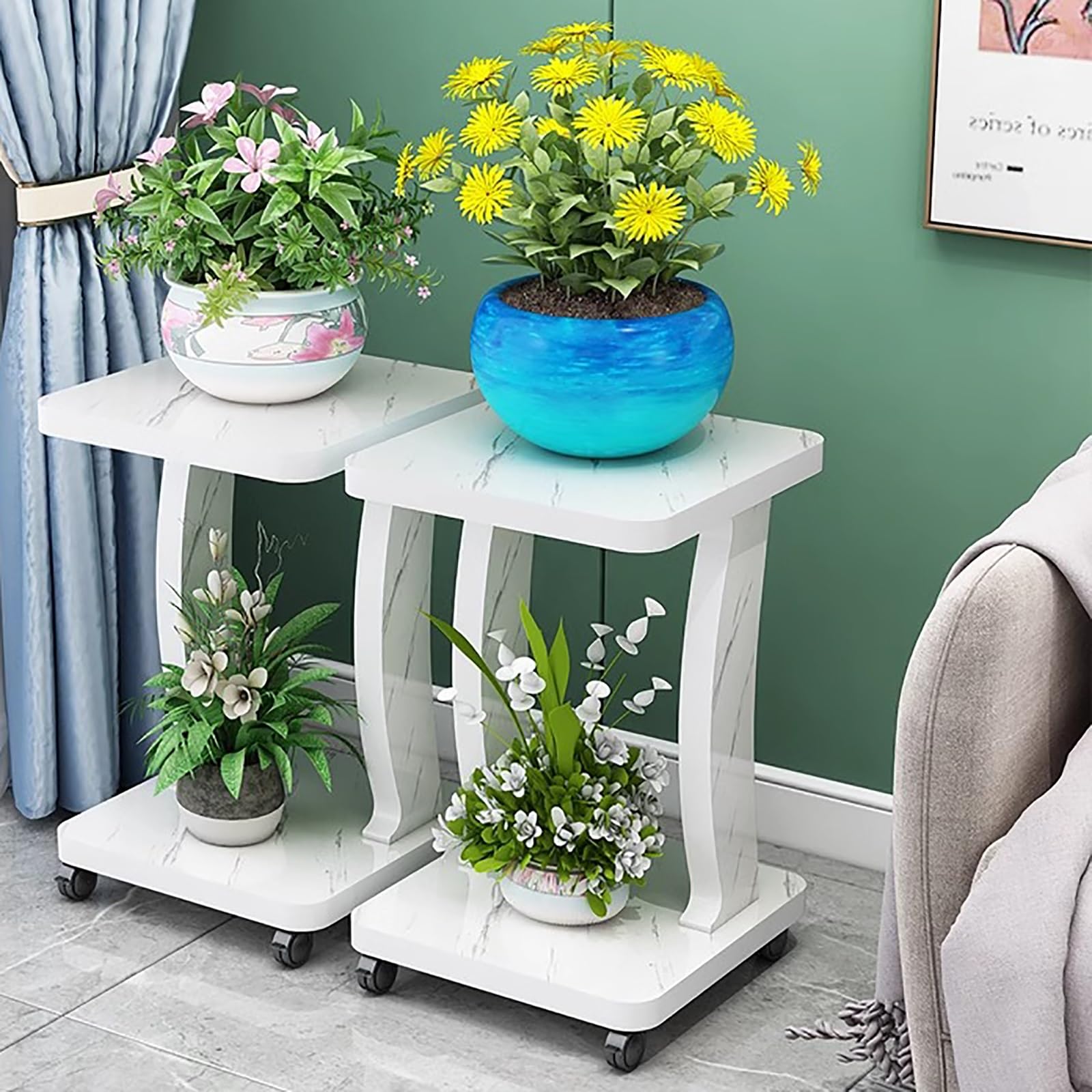 Support à plantes à roulettes pour terrasse et grand balcon