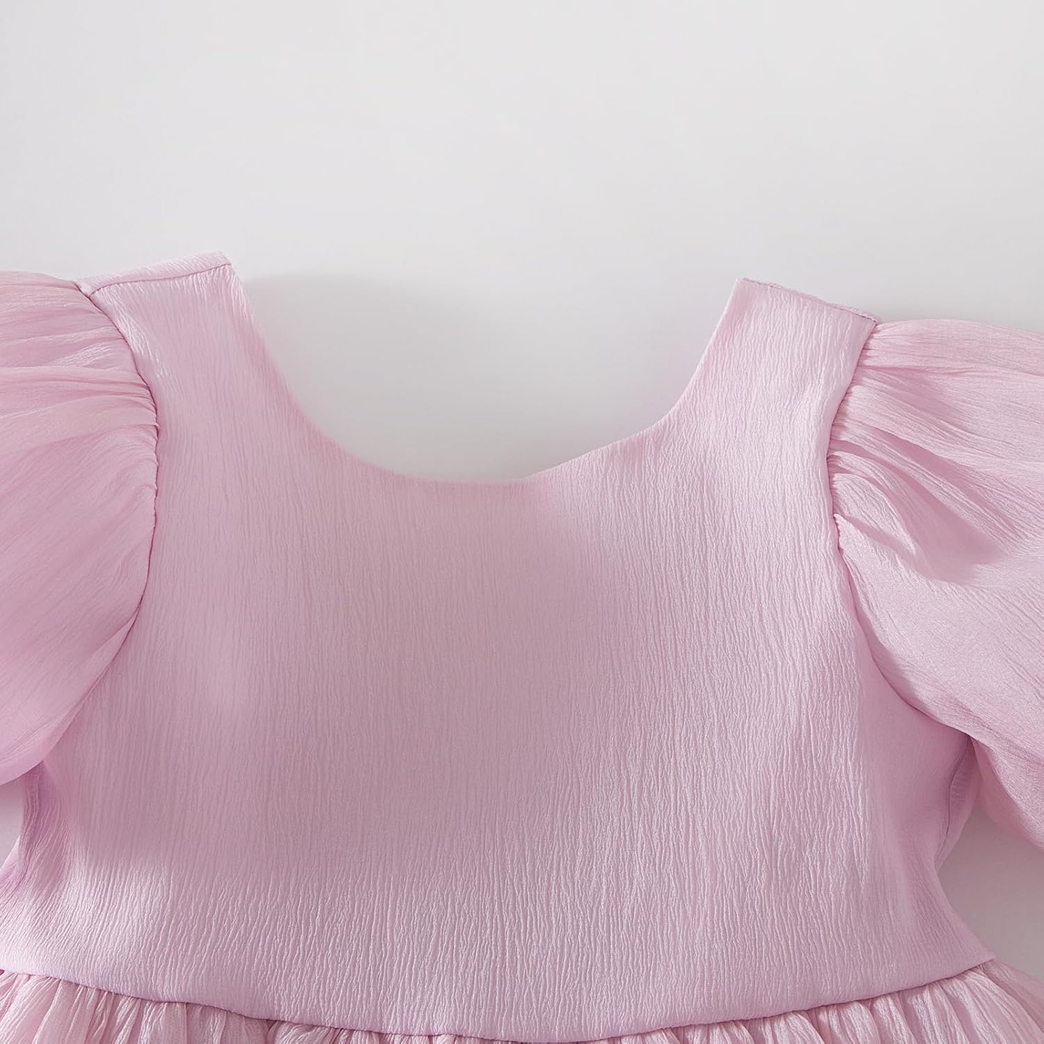 Tutu.kk Toddler Girls Summer Dress Puff Short Sleeve V-Neck Back Dress for Birthday Party Outfits 1-8Y - Image 4