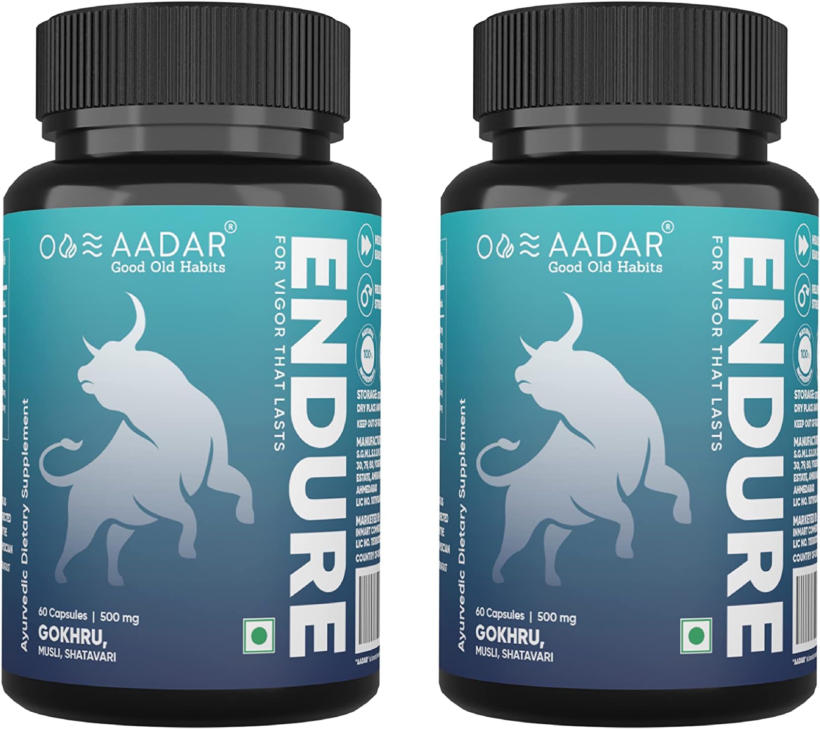 AADAR EN-DURE Capsule | Specially formulated for Men's Energy | Contains Ayurvedic herbs including Shilajit, Gokhru and Musli (60 Capsules) Pack of 2