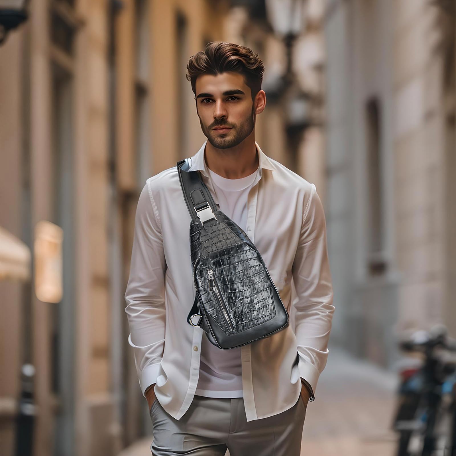 IAGOM Men Chest Bag Crossbody Shoulder Bags Travel Bag Purse for Men with Water Resistant