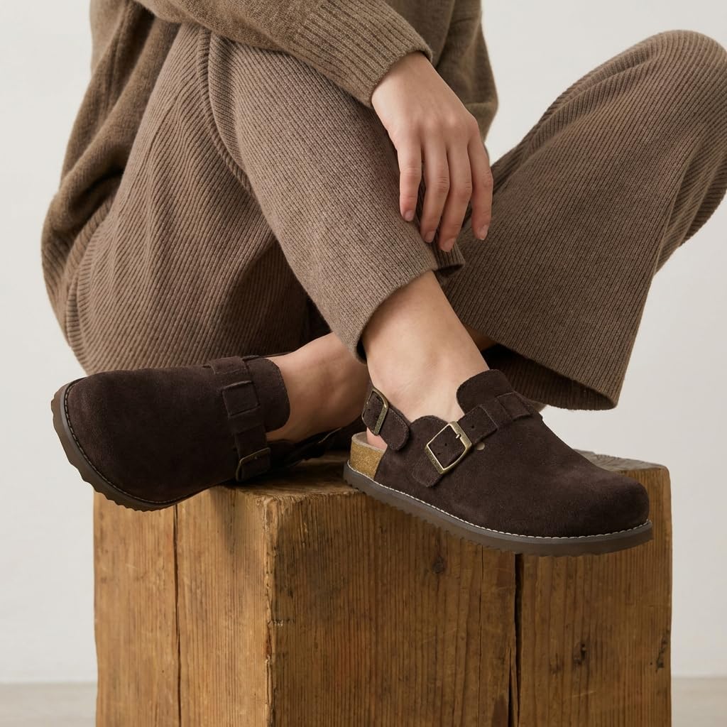 CUSHIONAIRE Brooklyn Suede Womens Slides– Comfortable Clog Mules with Adjustable Buckles – Summer Shoes for Women - Image 6