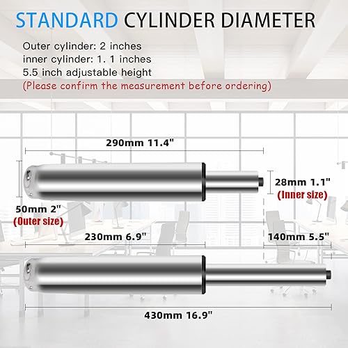 Miniatura 7 de Reemplazo de cilindro de silla de oficina de 55 pulgadas cilindro de elevación de gas resistente para sillas de escritorio de oficinasilla de juegos