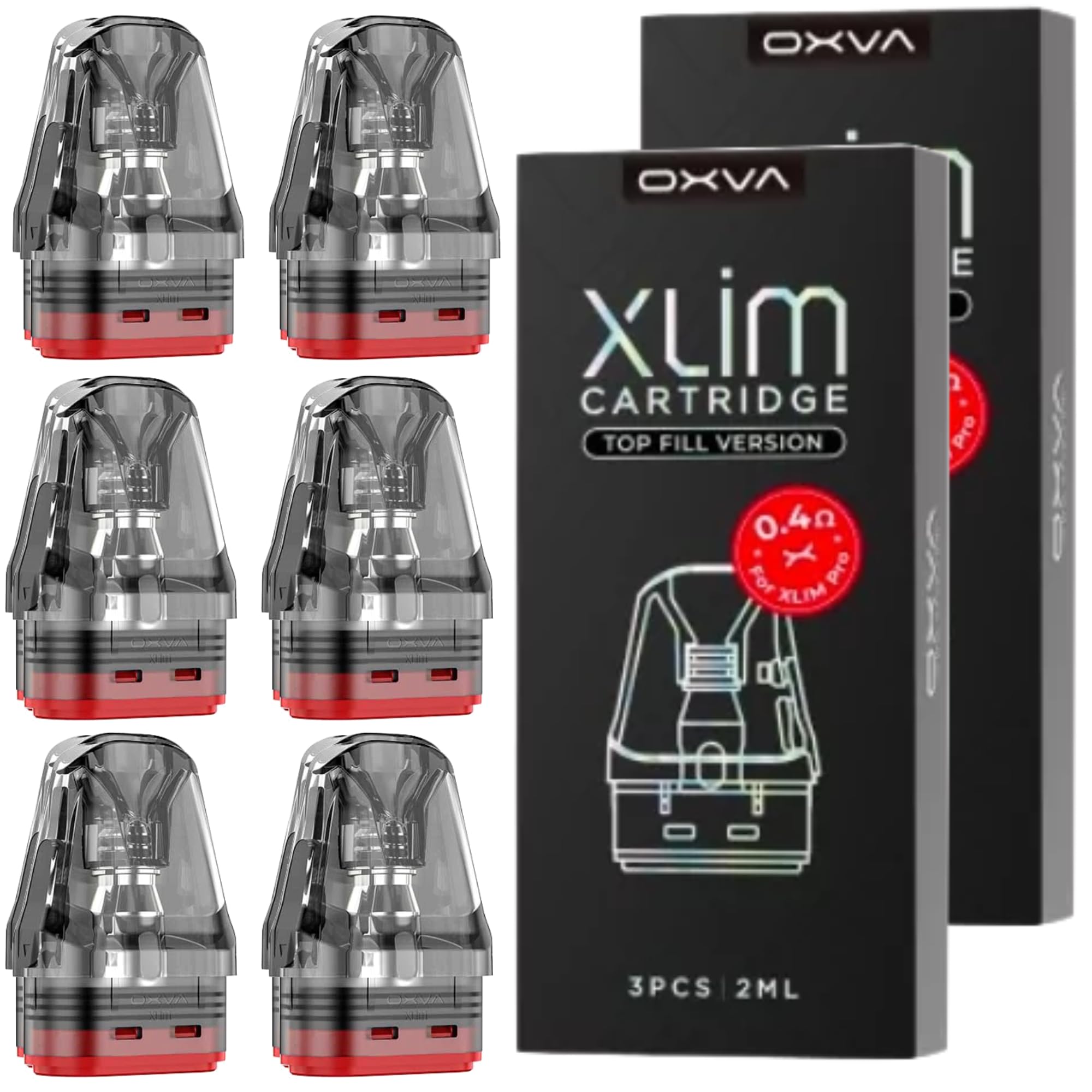 Oxva Xlim Pods (0.4) Compatible with Oxva Xlim Series Except Xlim C Kit - Pack of 6 Xlim V3 Pods - 2ml Mesh Pods - 26-30w - No Nicotine (0.4ohm)