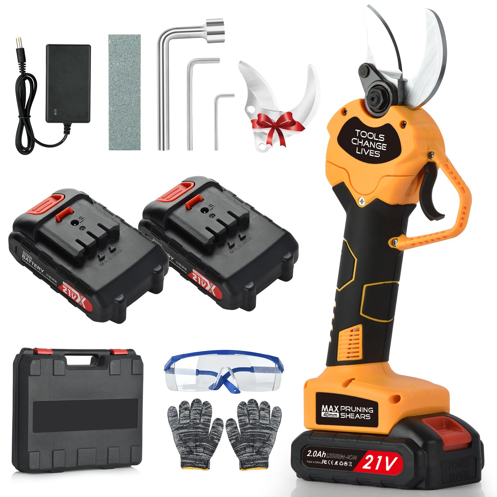 LIWEARE Akku Astschere 30mm - Mit 2x 21V 2000mAh Akkus Für Gartenschere & Baumschnitt