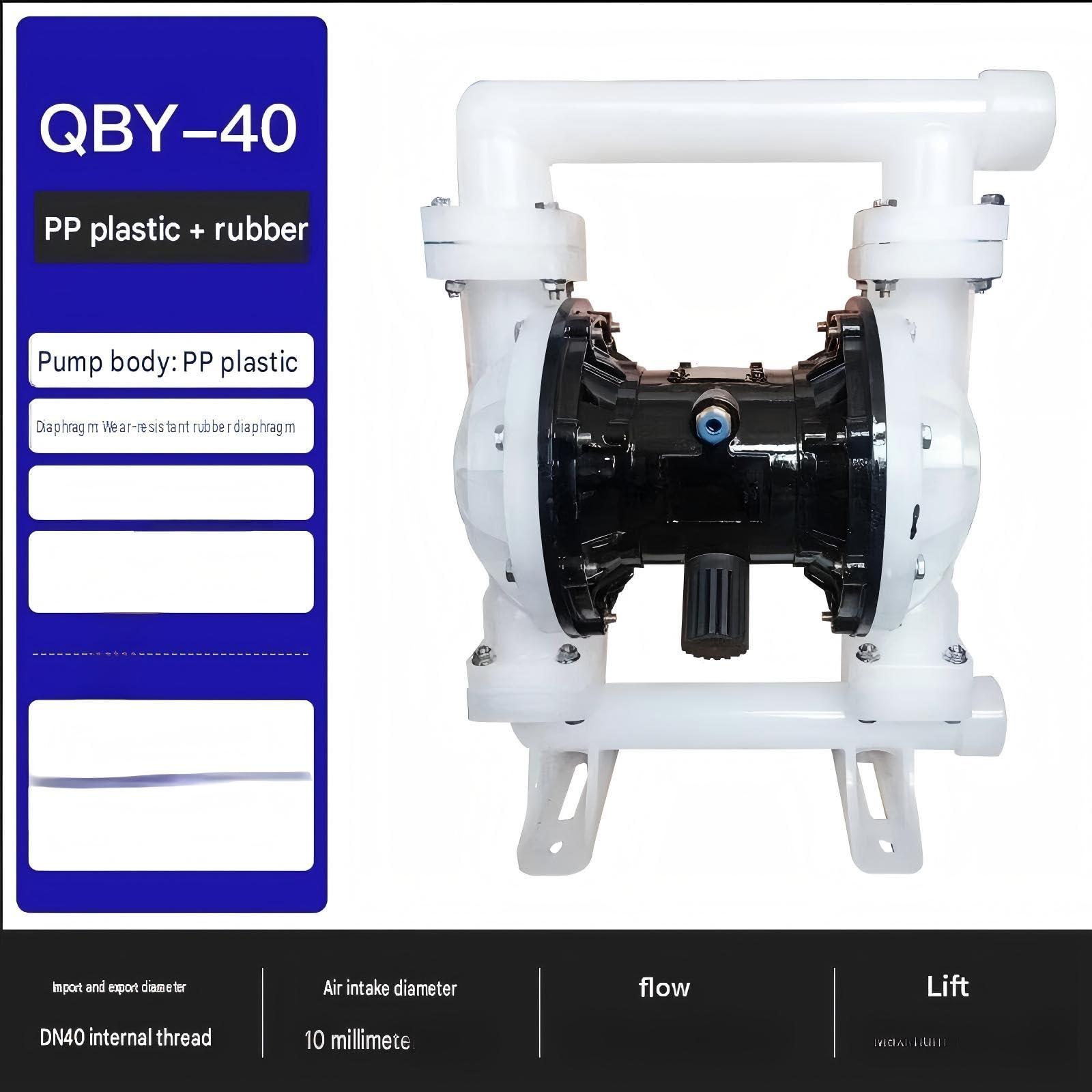Pompa di trasferimento industriale a membrana in plastica + gomma QBY-40 per i giardini degli yacht