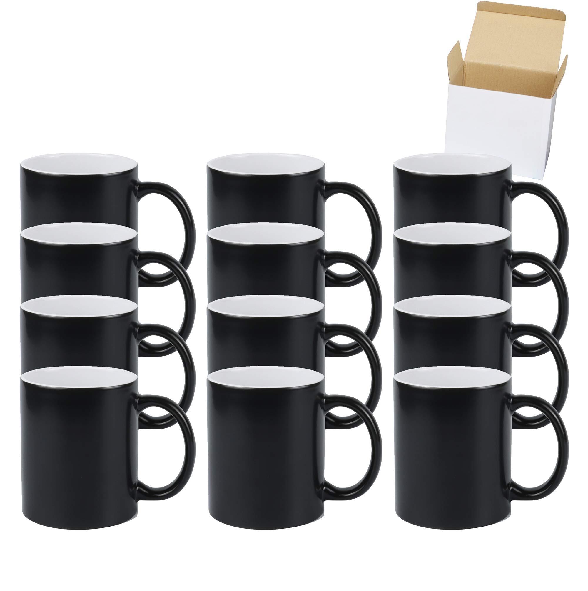 HomeVss 11oz Color Changeable Sublimation Mug Black, Packed in White Box, Case of 12