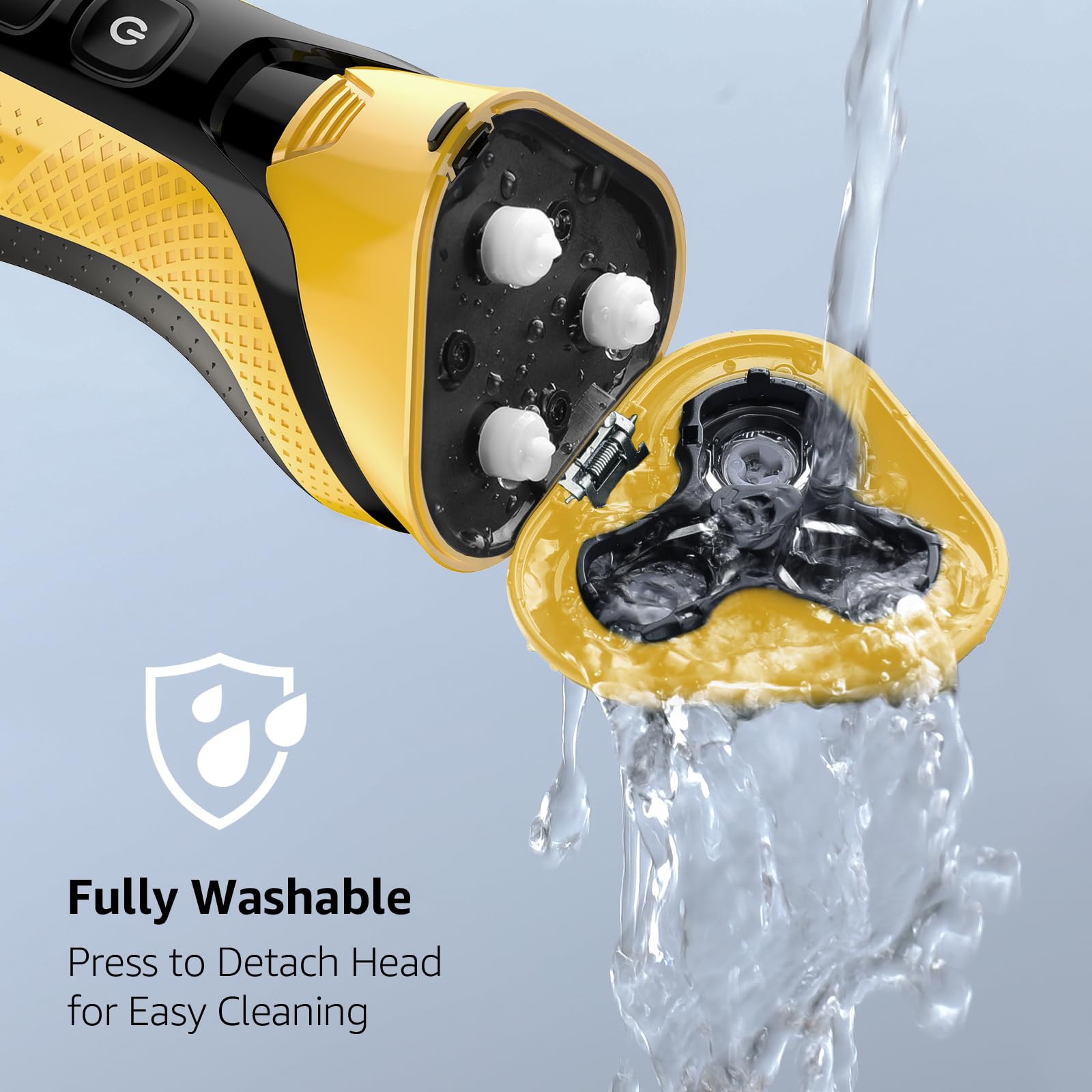 rategist Maquinilla de afeitar eléctrica recargable para hombres: afeitadora 3 en 1 para barba/nariz/patillas - Kit de viaje impermeable IPX7 - Cuchillas de velocidad turbo y precisión, color amarillo