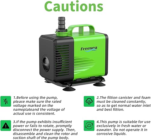 Miniatura 7 de FREESEA Bomba de agua sumergible para estanque 1350GPH 150W Bomba de fuente con tubo de 6.6 pies para acuario pecera cascada hidropoica