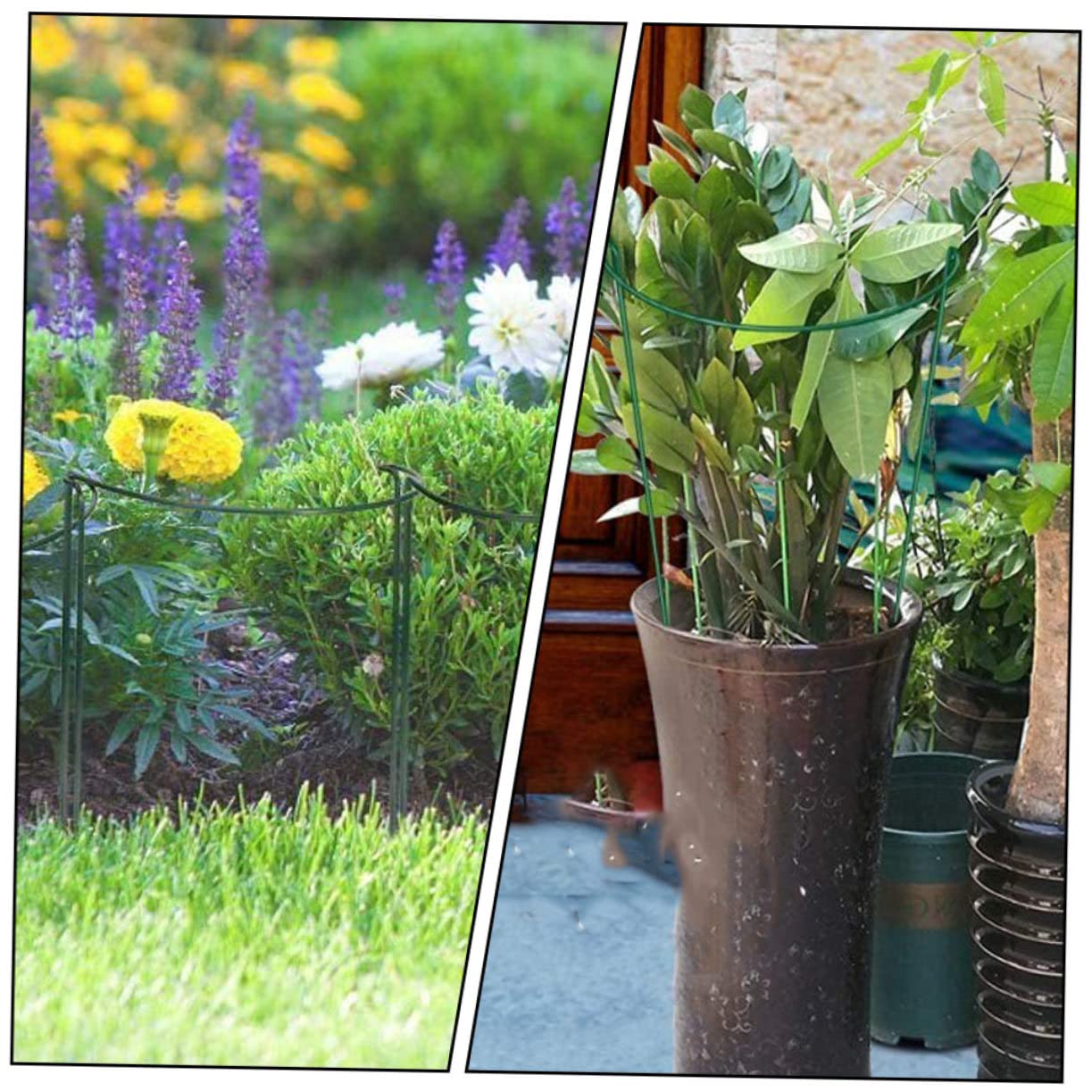 Toyvian Tuteur de Support pour Plantes Demi-Rond 6 Pièces en Fer Vert
