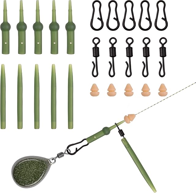 Carp Fishing Rigs Helicopter Kit for Coarse Carp Hair Rigs, Chod Rig Buffers Beads Quick Change Swivels Anti-tangle Sleeves Carp Fishing Tackle, 101pcs/box