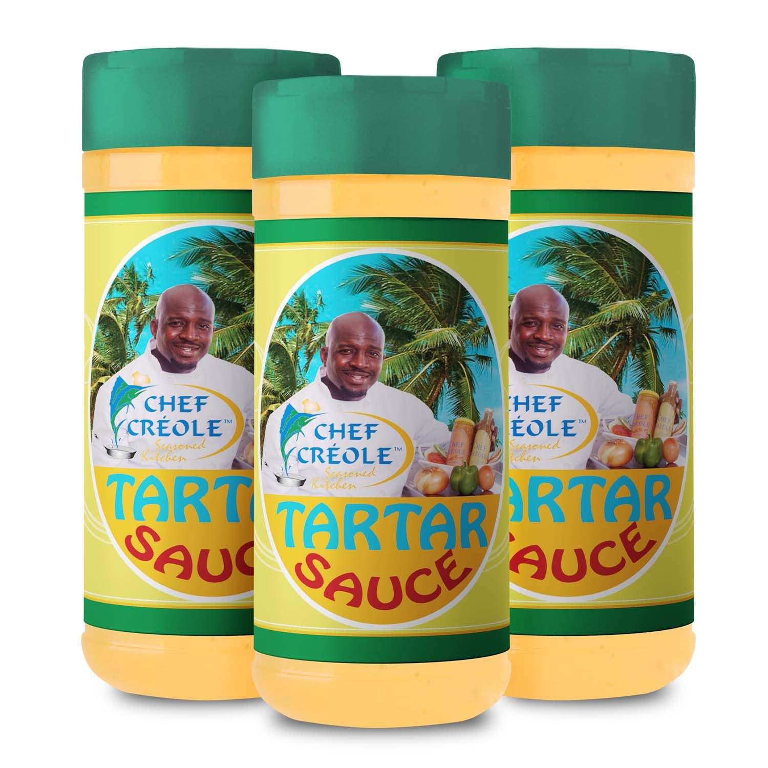 Chef Creole Traditional Tartar Sauce for Fish, Meat, Pork & Poultry - Tangy & Creamy Seafood Sauce with Sweet Pickles, Onions, Green Peppers, Parsley