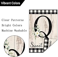 Vista 5 de Bandera de jardín con inicial de letra Q con monograma de 12 x 18 pulgadas, arpillera de doble cara, pequeña vertical de bienvenida con apellido