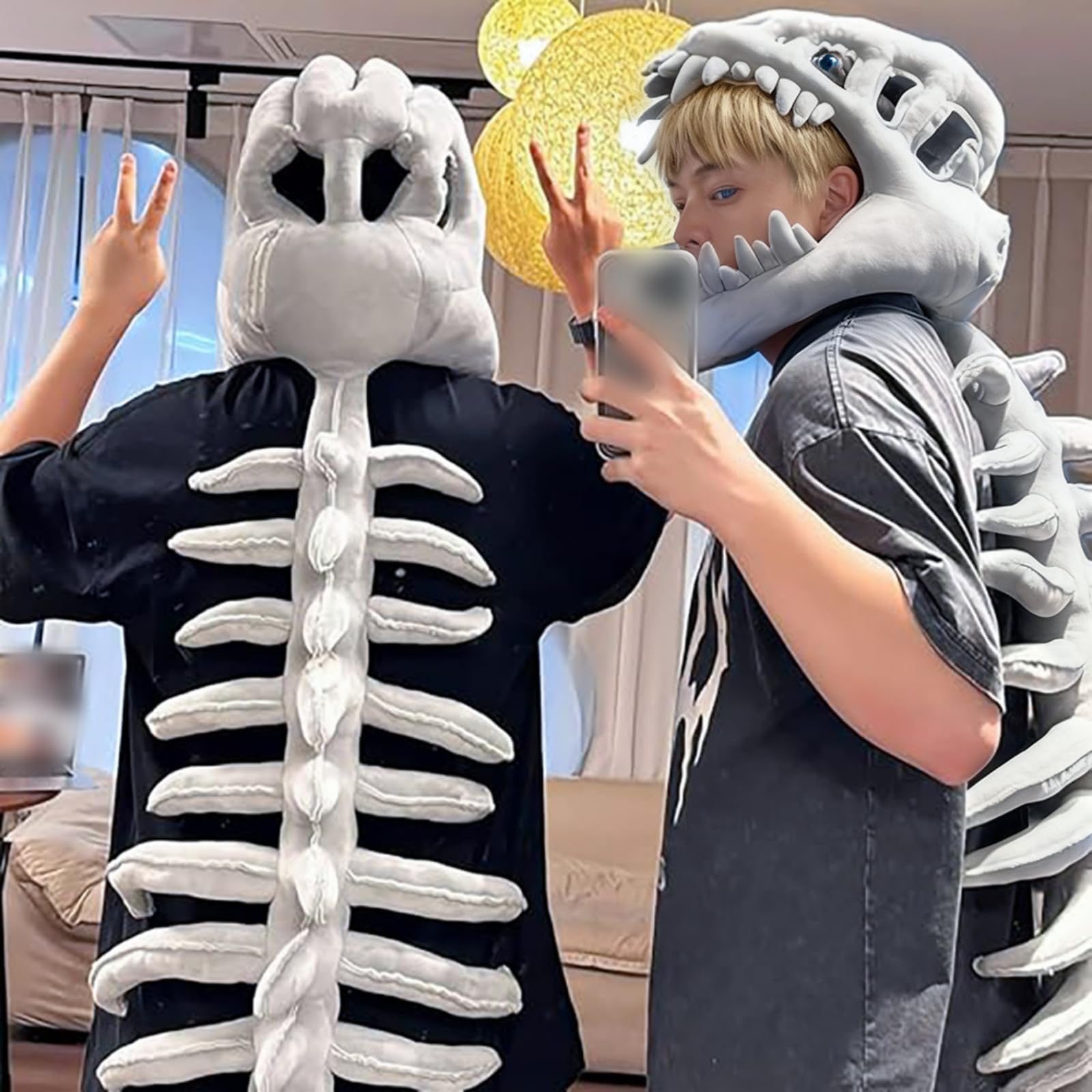Dinosaur Skeleton Plush Costume, Spinosaurus Dino Outmefit, 3D Skeleton Design,Halloween Fun Realistic Dinosaur Costume, Spinosaurus Plush for Parties Toy (75cm/29.5in)