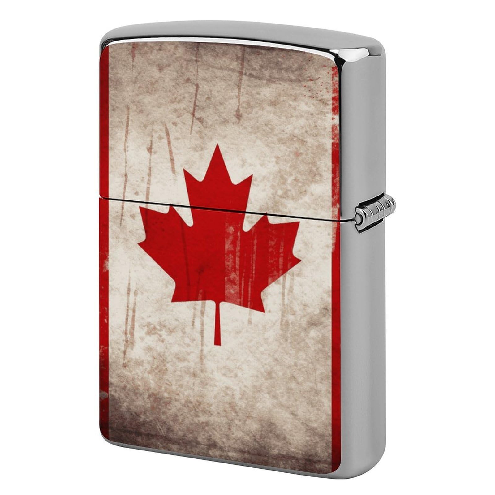 Retro Canada Flag Lighter Case for Men, Personalized Lighter Cover for Valentine's Day Gifts, Flip-Top Lighters Shell for Outdoor, Portable Lighters Protective Sleeve