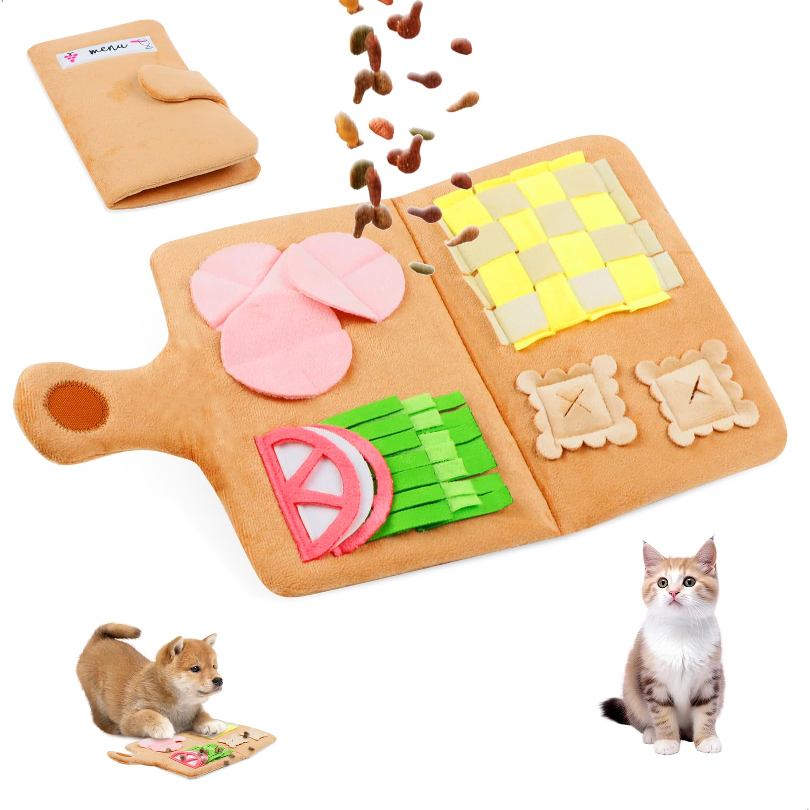 Alfombra Olfativa Perros, Manta Olfativa Perro, Juguete Interactivo Perro con Múltiples Compartimentos Ocultos para Comida de Distintos Niveles de Dificultad, Apto para Gatos y Perros Pequeños