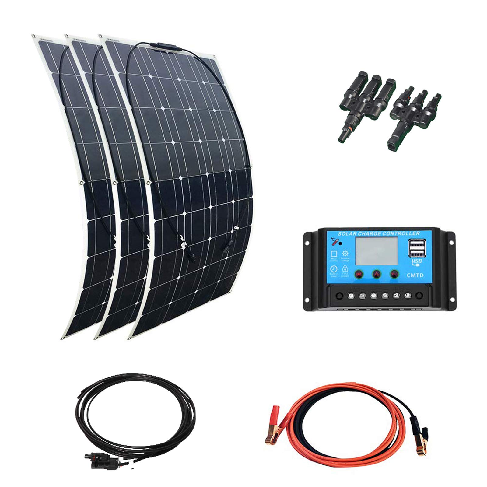 Buy DACURYSSO 200w Off Grid Solar Kit 2pcs 100w 18v Flexible Solar 