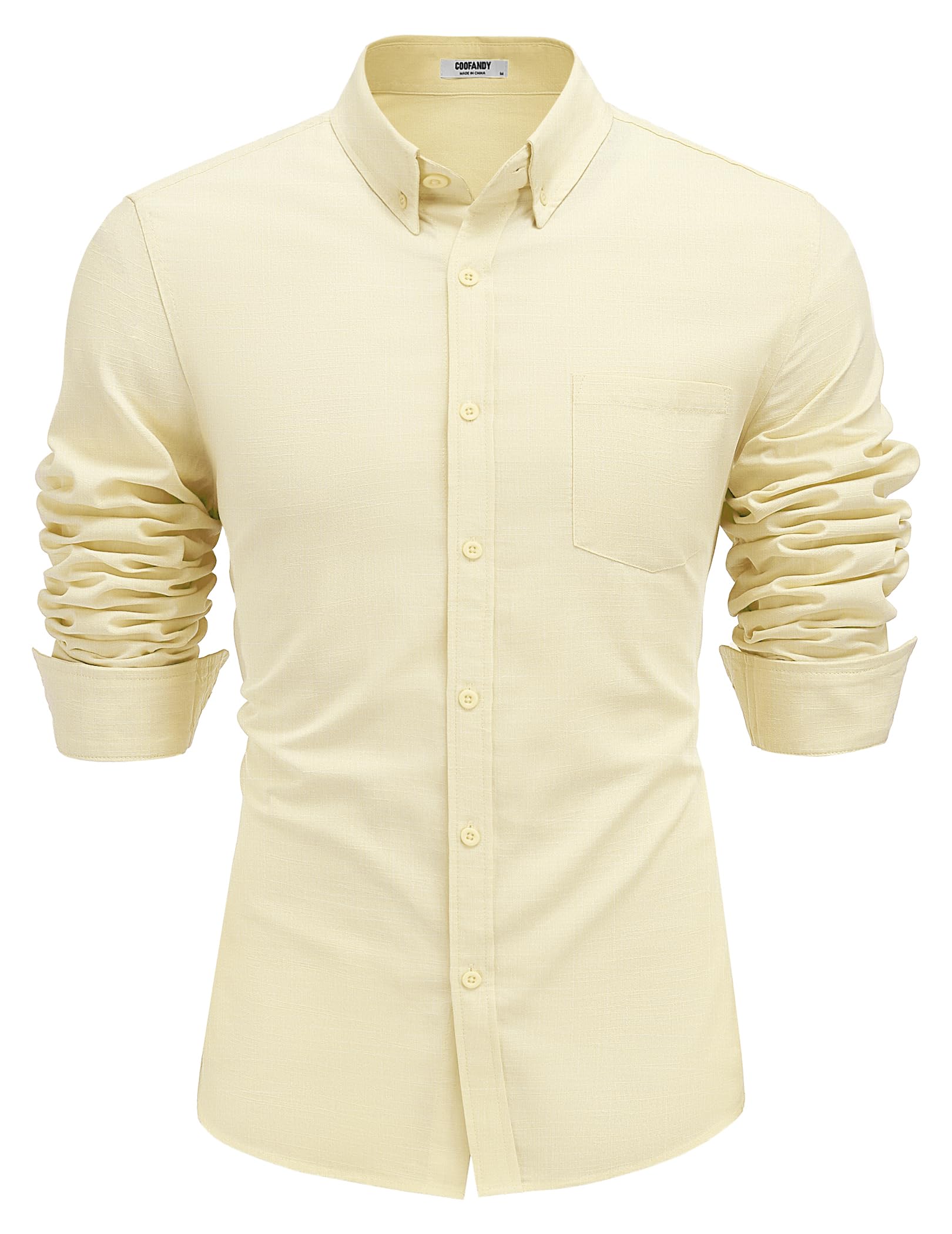 COOFANDY Men's Long Sleeve Buttons Down Shirts Casual Button Up Shirts Beach Linen Shirt Untucked Dress Shirt