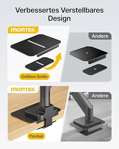Miniatura 4 de monTEK Placa de refuerzo de acero ajustable para montaje en monitor, placa estabilizadora de escritorio para escritorios delgados, de vidrio o