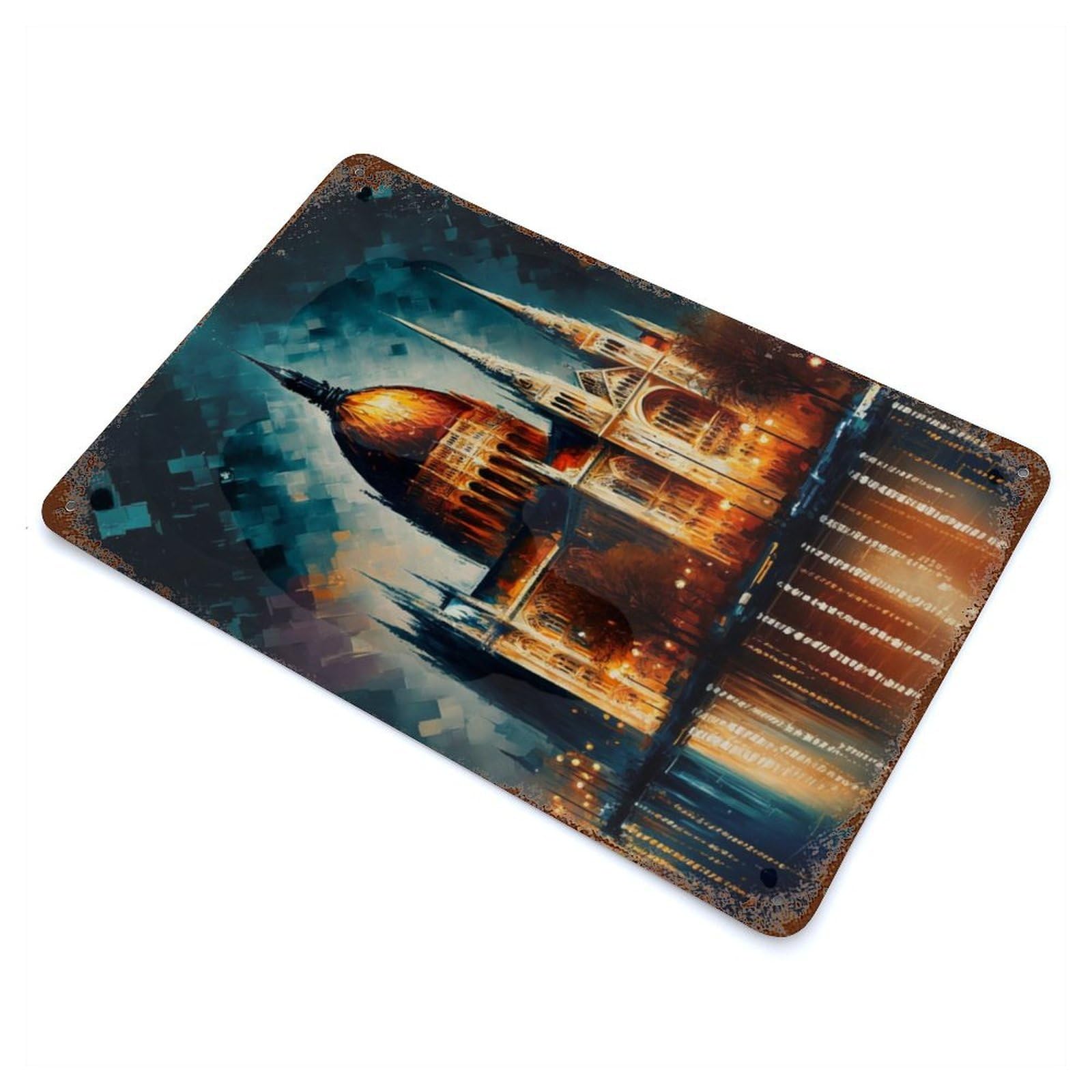 Budapest in Color Rust Effect Tin Sign 11.8"x7.9", Ideal for Garage, Bar And Workshop Decor
