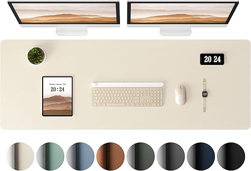 Miniatura 29 de Aothia Protector de escritorio de cuero - Alfombrilla grande para mouse, alfombrilla de oficina, secante antideslizante de cuero PU, almohadilla de