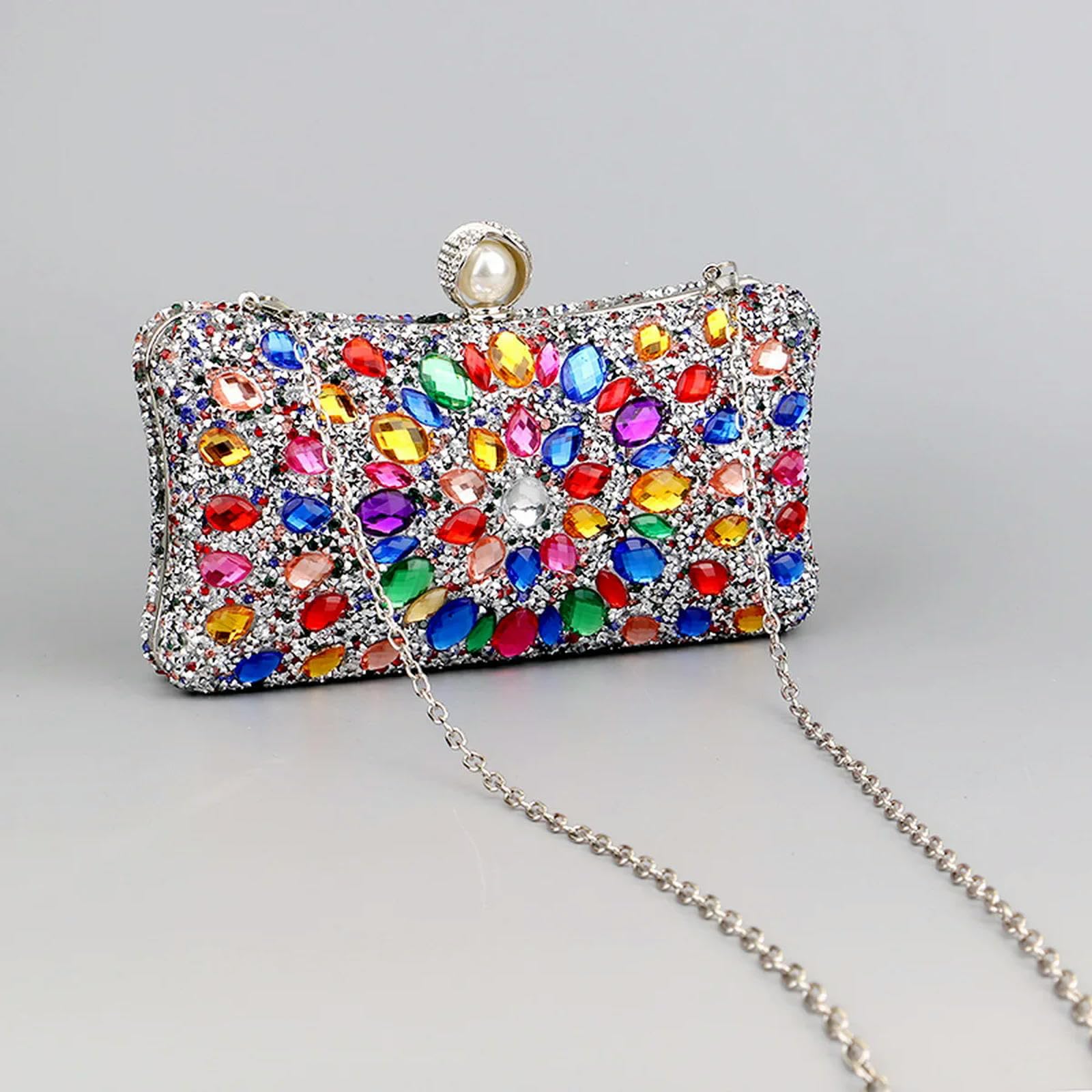 Clutch-Tasche Abendtasche Acryl Blume Strass Clutch Bag Metall Faux Pearl Prom Hochzeit Abendessen Tote Bag-ym318blau