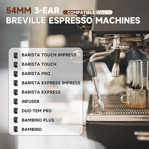 Miniatura 4 de Portafiltro sin fondo de 2.126 in con cesta de filtro de doble disparo y mango de madera para Breville Barista Express Impress, Barista Touch