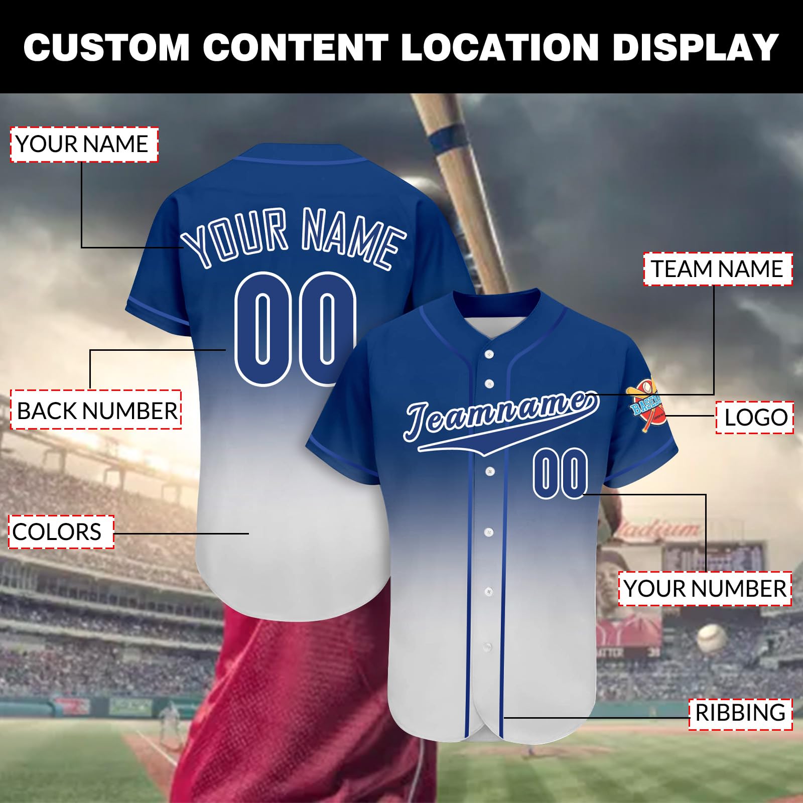 Custom Baseball Jersey Personalized Baseball Softball Shirt for Men Women Kids Team Customized Print Name Number Logo
