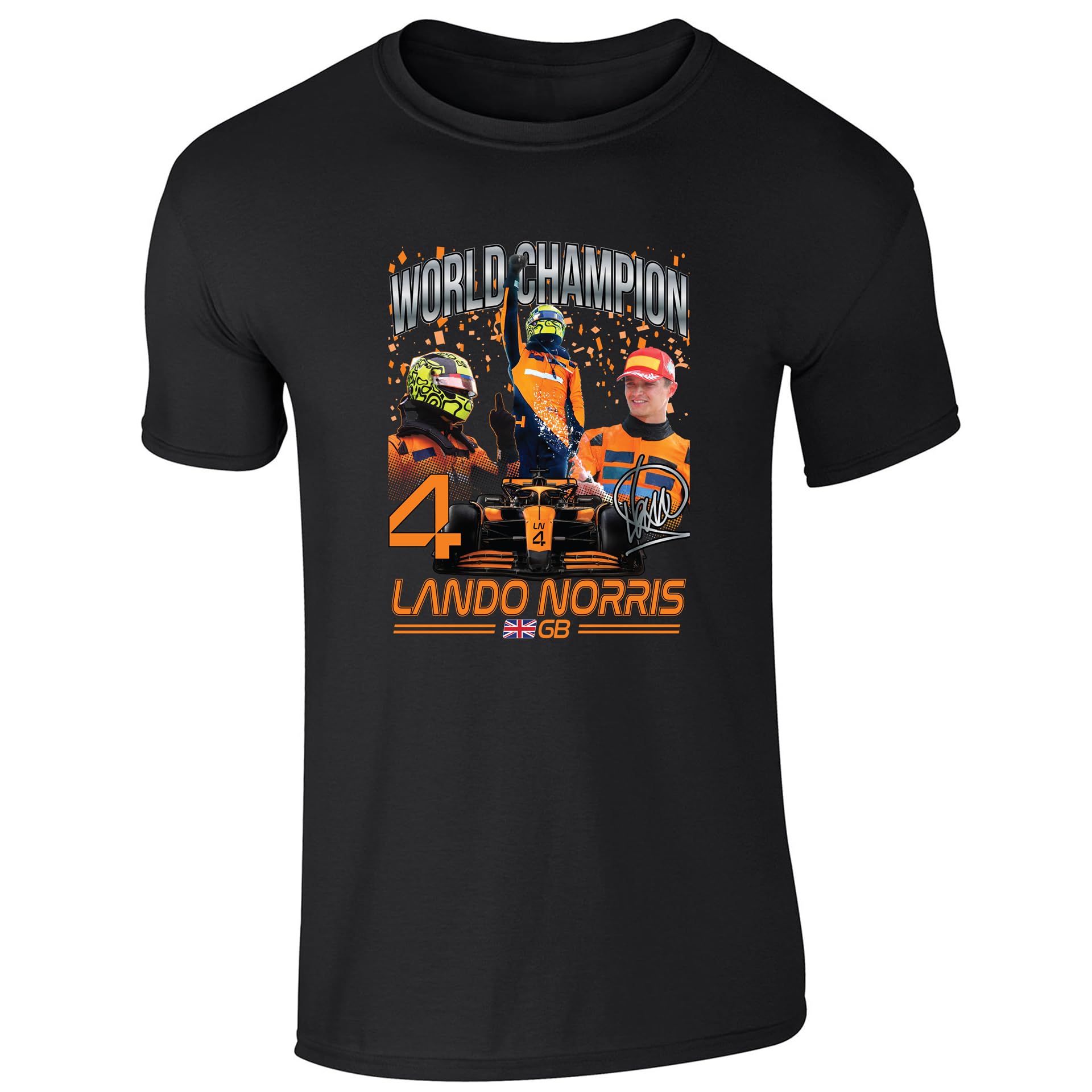 Partisan Norris F1 World Champion T-Shirt - Adult (UK, Alpha, 3XL, Regular, Regular) Black