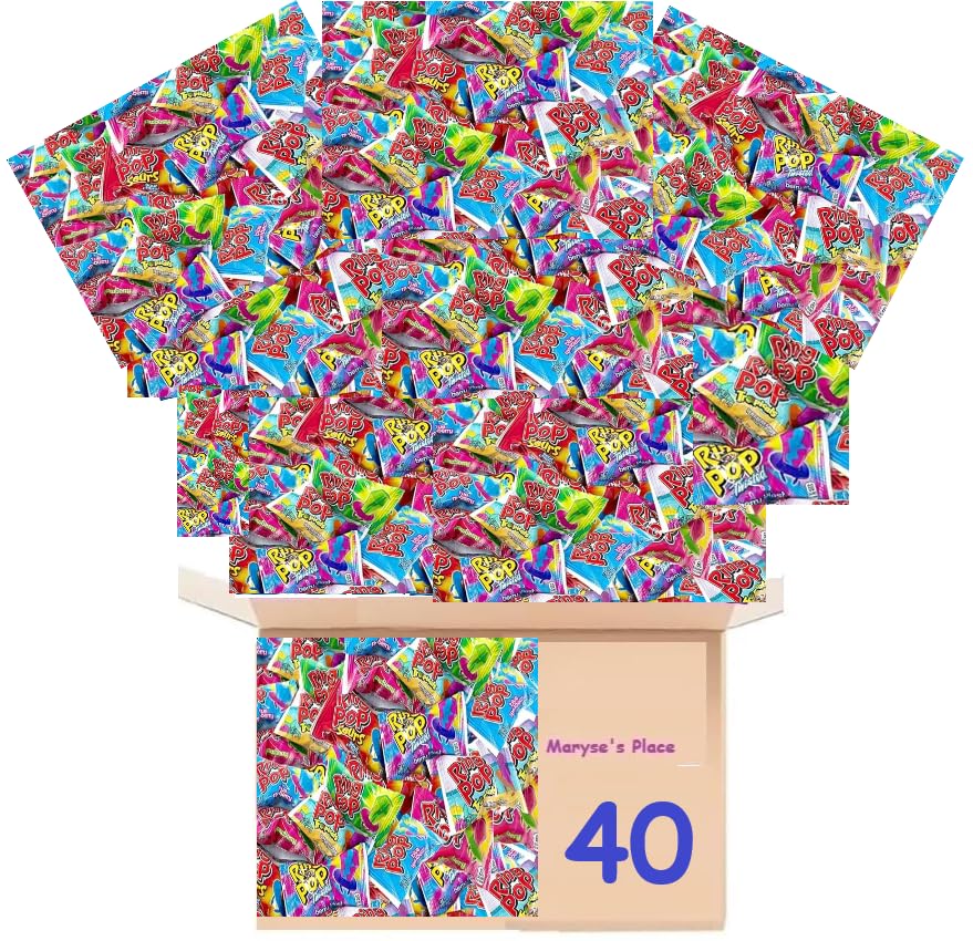 Rings PoppT Bulk Easter Candy Lollipop Variety Party Pack - 40 Count Lollipops w/ Assorted Flavors - Candy For Birthdays, Party Favors, Stocking Stuffers, holiday Gift Exchange- By Maryse's Place Customized Box (40)