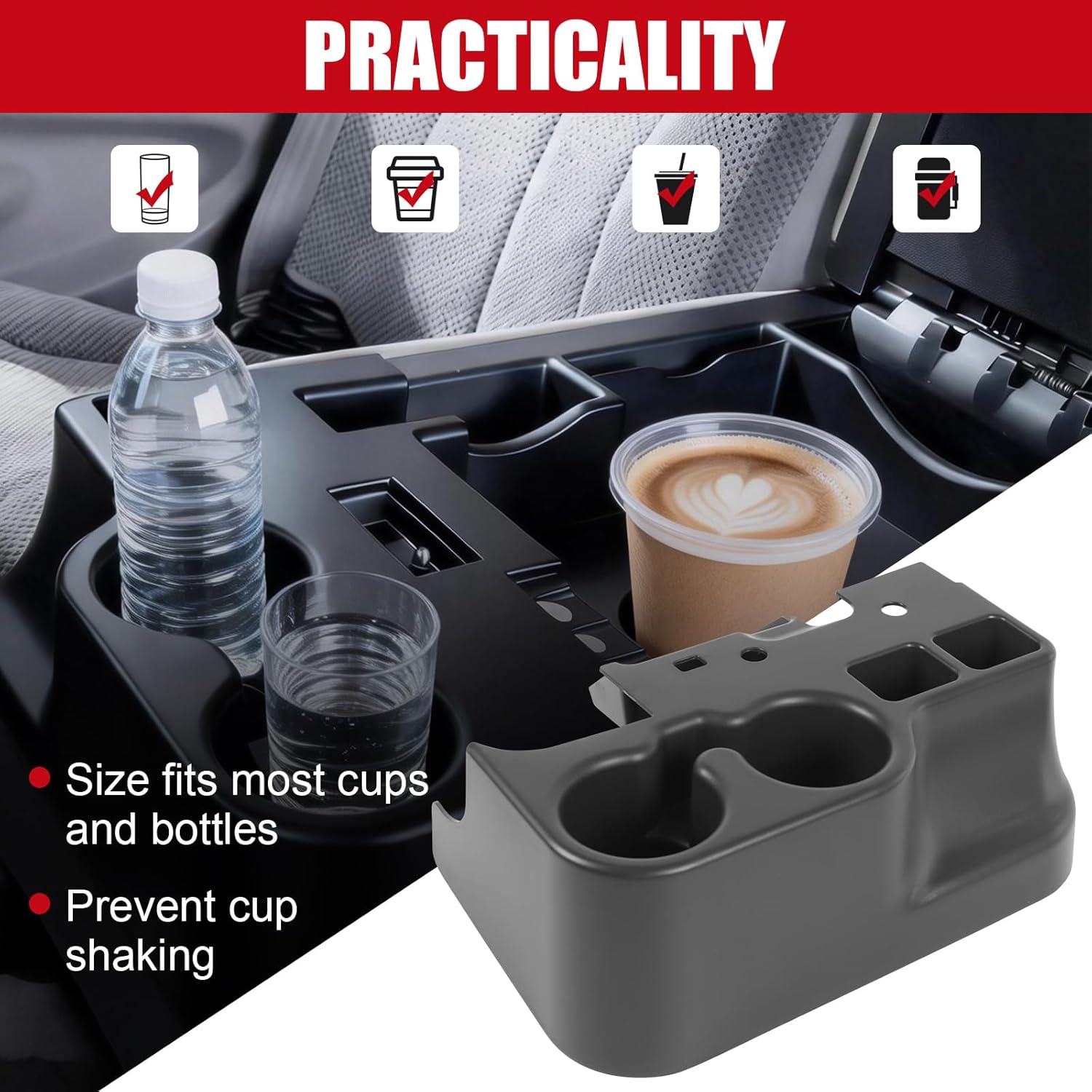 Center Console Cup Holder Compatible with 1999 2000 2001 Ford F-250 F-350 F-450 F-550 Super Duty