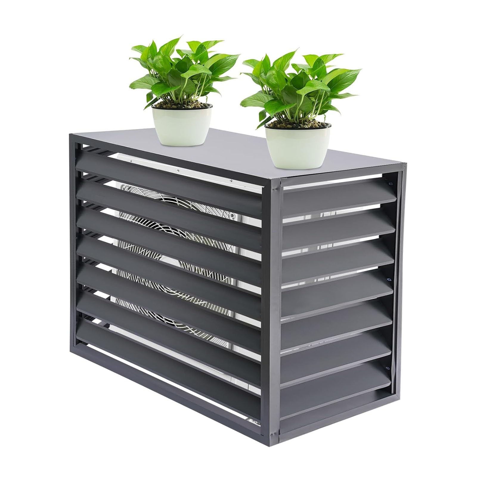Aluminum Air Conditioner Fence Panels, Durable Condenser Protective Cover for Outdoor Privacy & AC Unit Concealment,Grey-110cm
