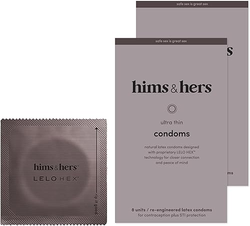 hims & hers Preservativos ultrafinos para una máxima sensibilidad, forma hexagonal única para una sensación más fuerte y apenas allí, condones de
