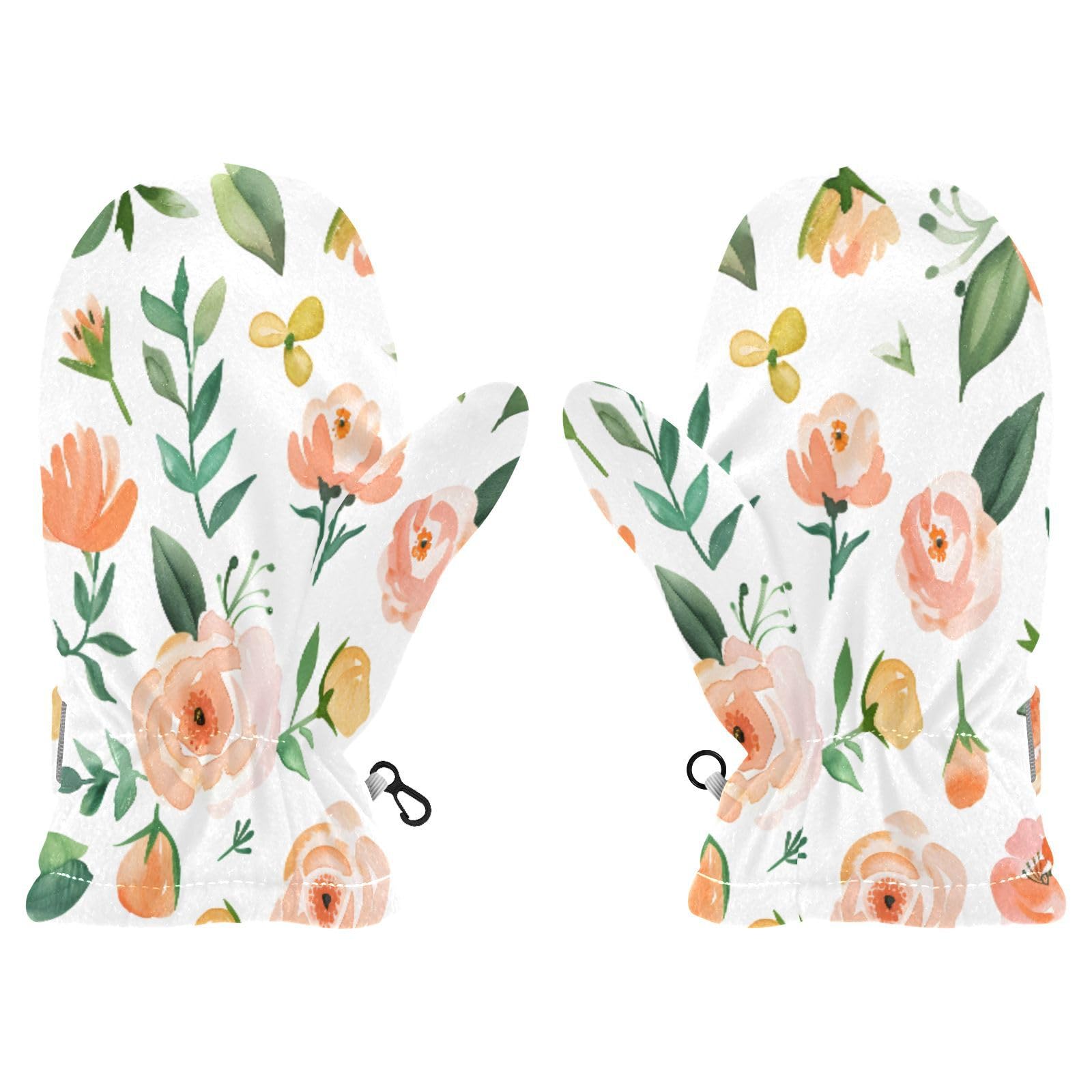 Kid's Winter Gloves Children Warm Gloves Watercolor Floral for Boys Girl Age 2-4 Years