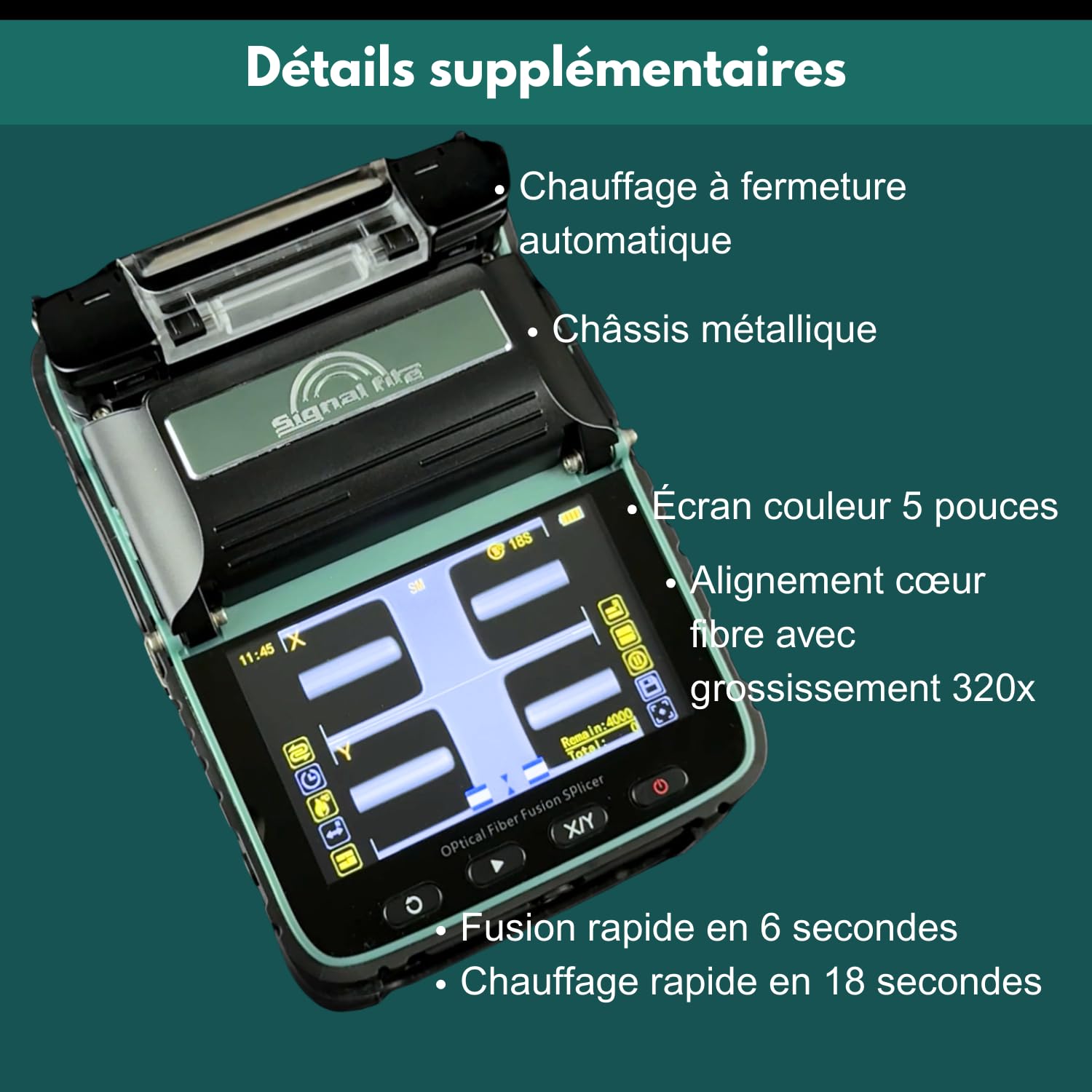 AI-6A+ Soudeuse Fibre Optique Fusion Splicer – Alignement Coeur, 6 Moteurs, OPM/VFL Intégrés | Fusion 8s, Rétreint 18s | Épisseuse de fusion Compatible SM/MM/DS/NZDS
