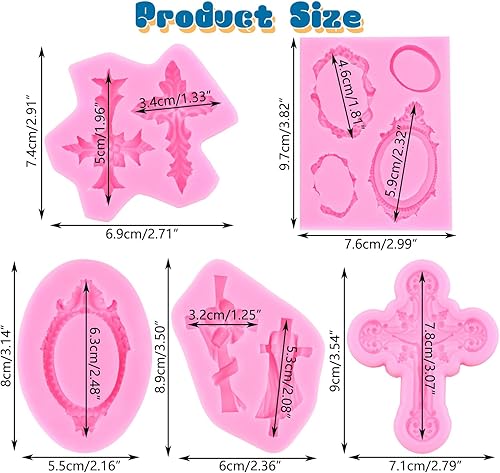 Miniatura 2 de Mujiang Molde de silicona cruzada para marco de fotos, molde de fondant, molde de pastel de cruz, molde de chocolate para bautismo, fiesta,