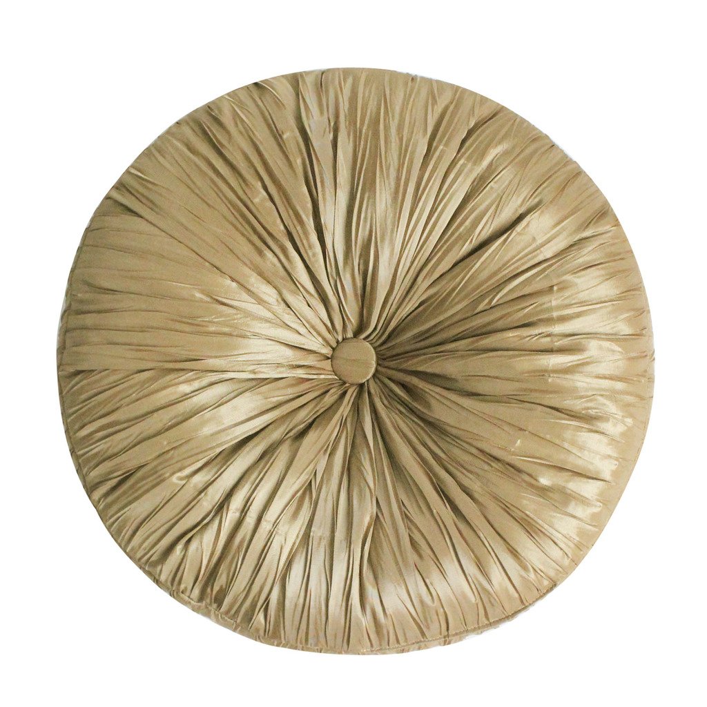 SORRENTO SUOLANDUO Faux Silk Pleat Round Cushion 15.7" Dia With 100% Polyester Filling - Gold