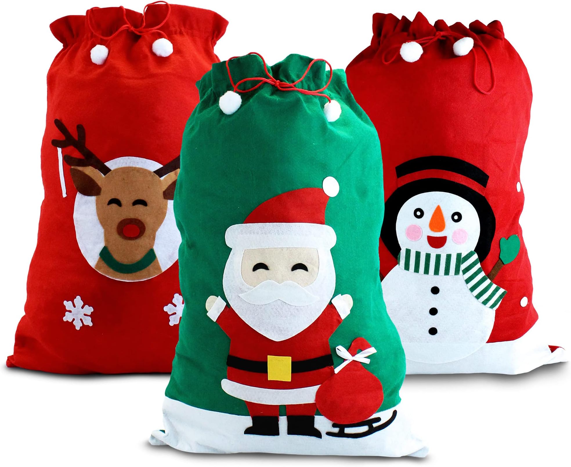 eBuyGB Large Christmas Santa Sack, Red Felt Canvas Drawstring, Reusable Xmas Present Stocking Bag