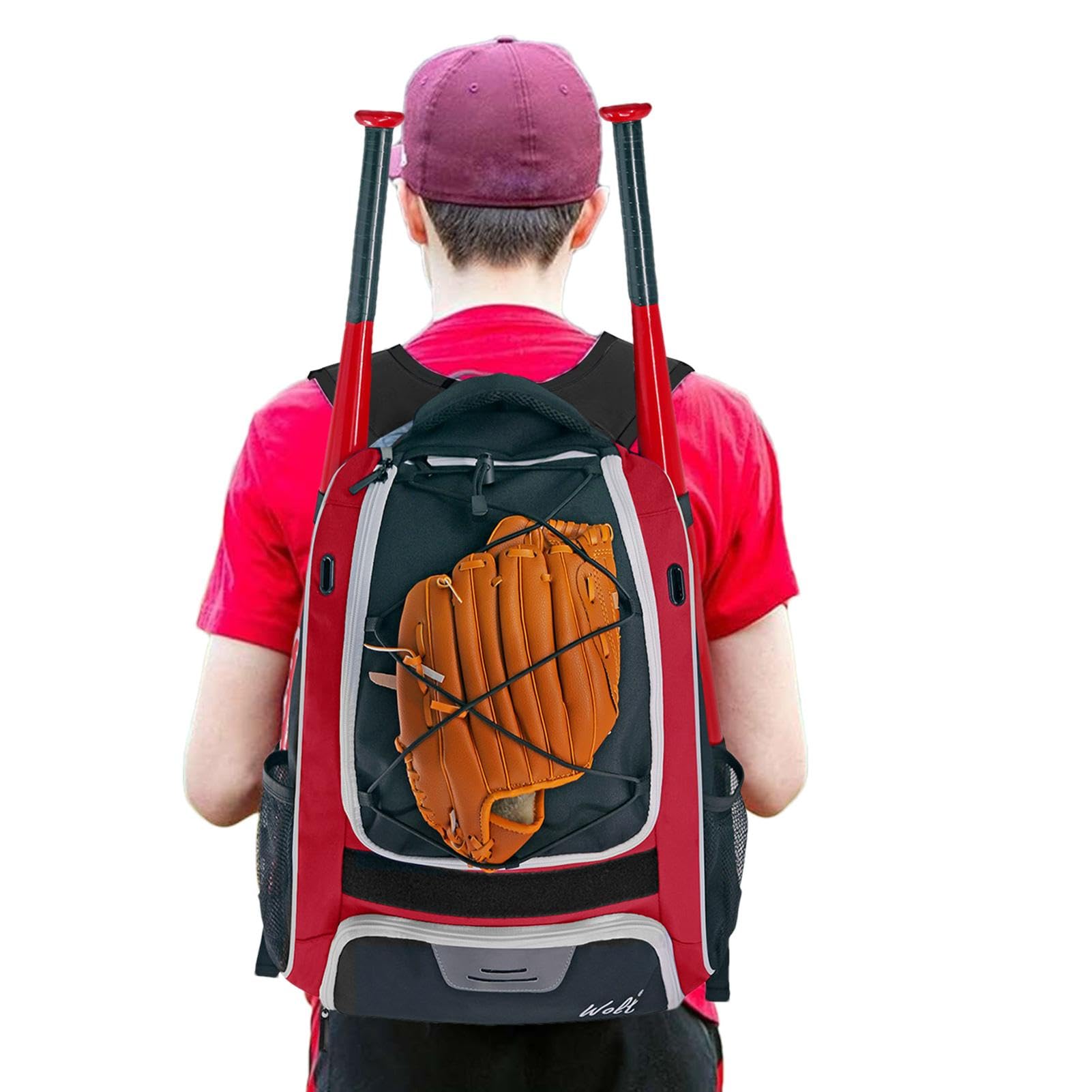 Bolsa de béisbol para adultos, mochila de equipo de sóftbol, bolsa de equipo de béisbol para adultos, mochila de béisbol juvenil resistente al desgarro para T-Ball, equipo de sóftbol y accesorios