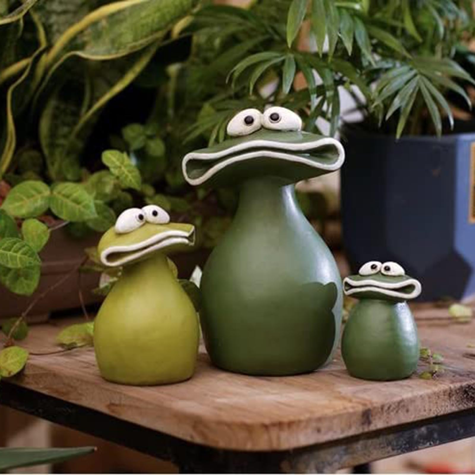 Adornos de rana para jardín, estatuas de animales de resina resistente a la intemperie para decoración al aire libre, ideal para balcones, mini estanques y terrazas