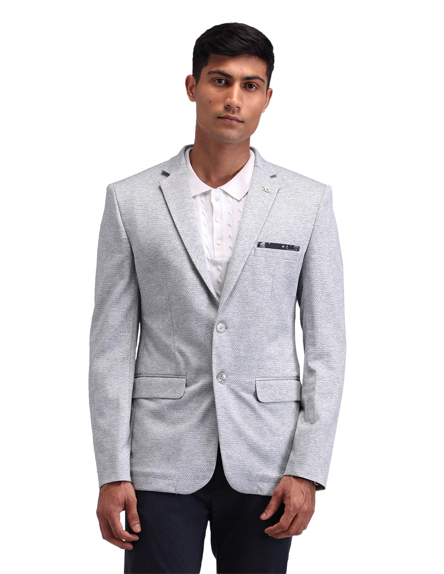 Grey Tailored Fit Single Breasted Blazer-image-4