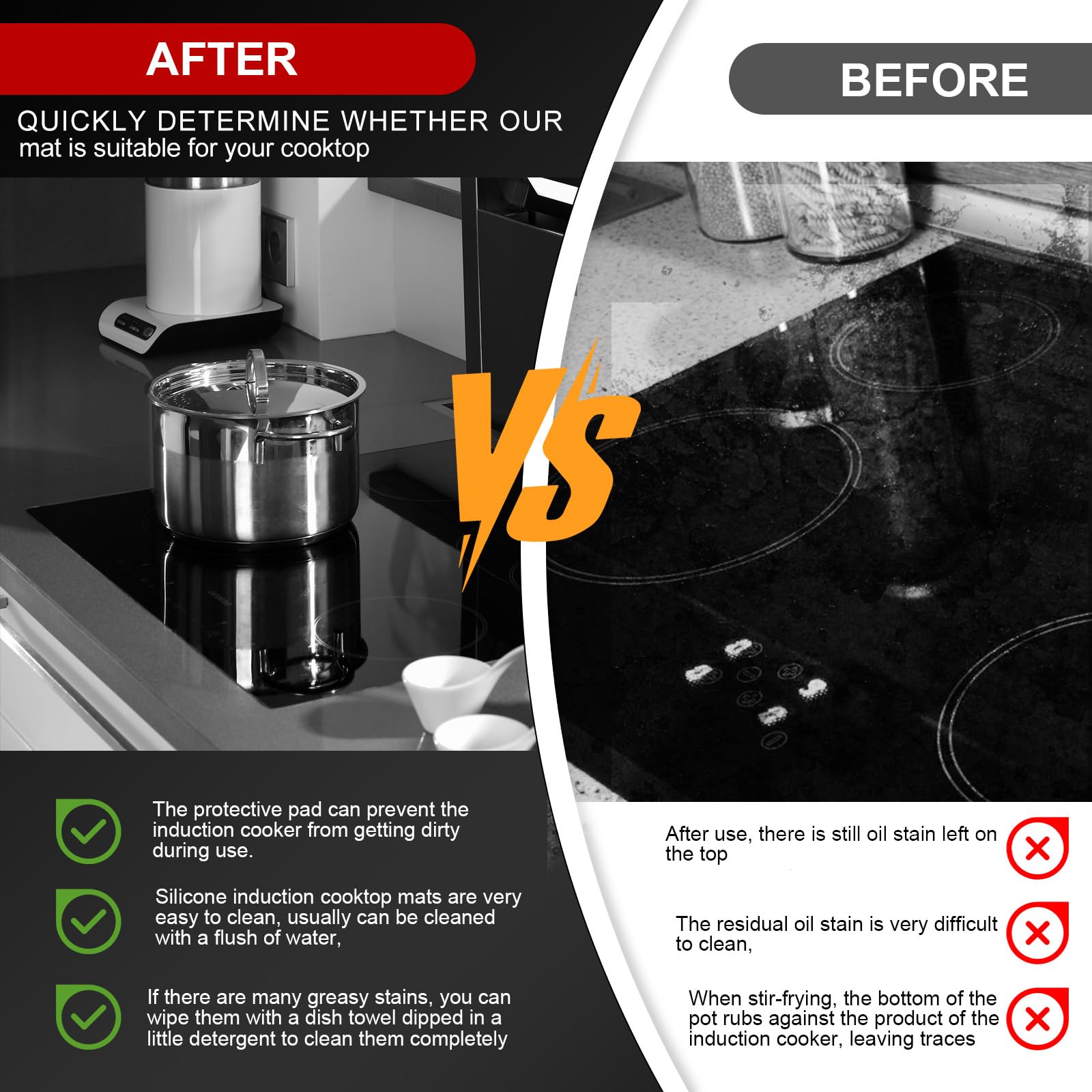 5 Pcs Protection Plaque Induction, Binaural Rectangulaire