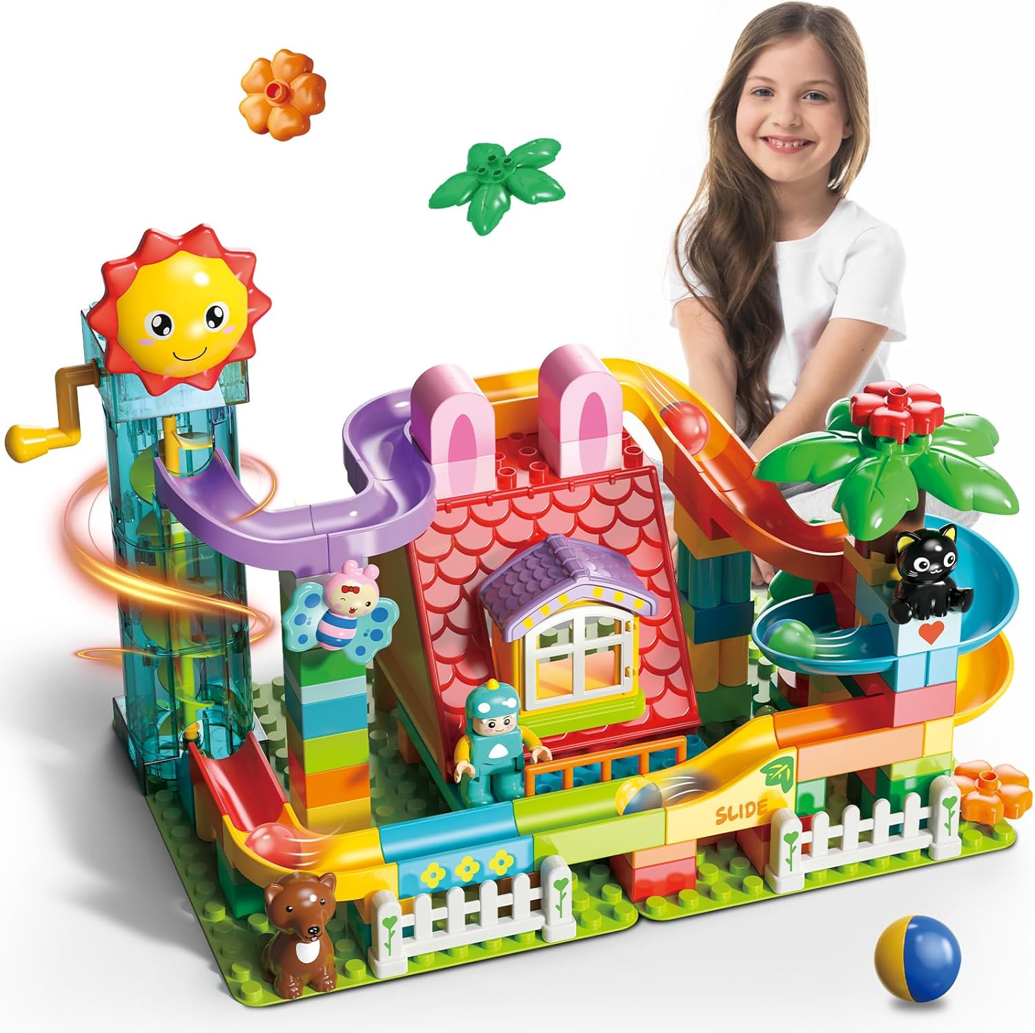 Ysityum マーブルランビルディングブロックおもちゃ - 2イン1